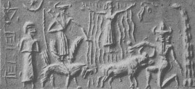 16 - earthling, Enki upon Pegasus, Adapa ascends to Nibiru, & unidentified god sacrifices bull