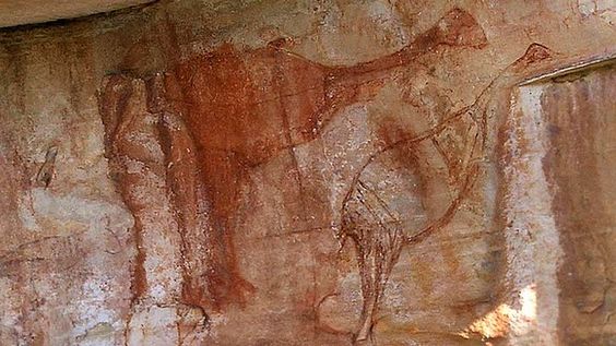 Australia - Genyornis Painting, Arnhem Land - portrait of an extinct flightless bird