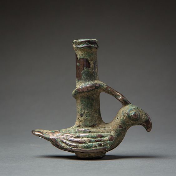 Bactria-Margiana copper-alloy vessel in the shape of a bird - LO.1042 Origin: Central Asia Circa: 1500 BC to 1000 BC Dimensions: 3.4" (8.6cm) high x 3.6" (9.1cm) wide Collection: Near Eastern Medium: Copper-Alloy Â£15,000.00 Location: Great Britain