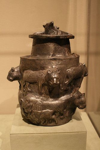 Box and lid Silver .  Central Asia (Bactria-Margiana) late  3rd early 2nd millennium BC