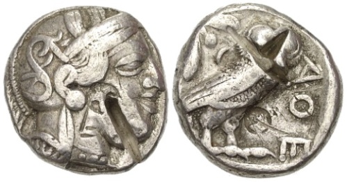 Egypt or Philistia, Imitative of Athenian Old Style Tetradrachm, c. 420 - 380 B.C..jpg