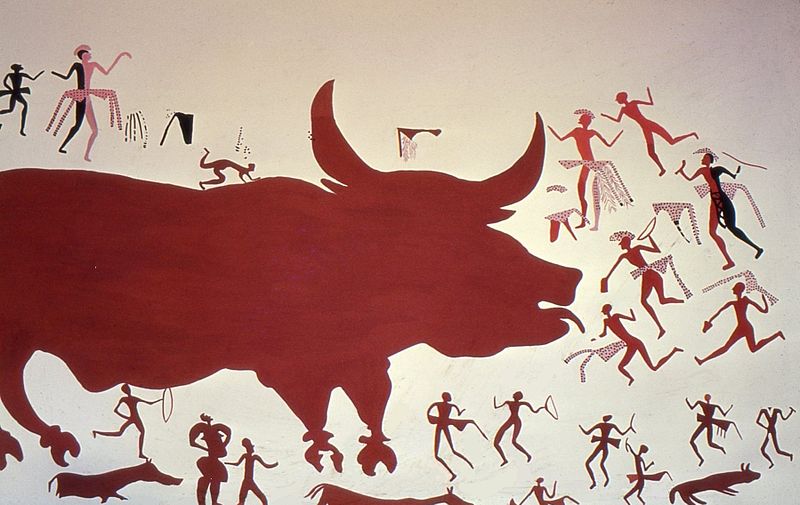 File:A reconstruction of the aurochs hunting scene in the mural..jpg