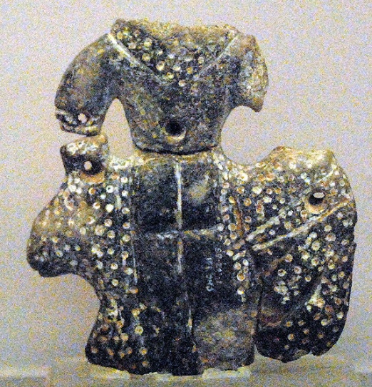 G:\pix\-5800 blue limestone goddess seated upon leopard; carresses head left) Hunting Shrine E VI; 11 cm. in heigh.jpg