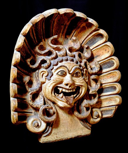 G:\pix\projects\history\rome\-300 ETRUSCAN ART ANTEFIX DEPICTING THE HEAD OF MEDUSA, PAINTED TERRACOTTA PORTONACCIO SANCTUARY, VEII.jpg