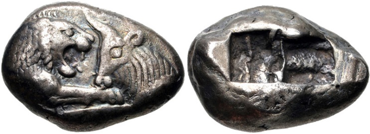 G:\pix\projects\iranzamin\achaemedian\سکه\-530 KINGS_of_LYDIA._Kroisos._Circa_560-546_BC._AR_Stater.jpg