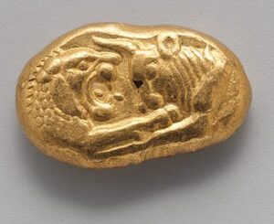 G:\pix\projects\iranzamin\achaemedian\سکه\-550 ca. 560–546 B.C.Lydian. Gold. 1 x 1.4 x 0.2 cm)..jpg