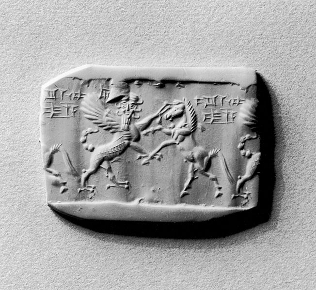 http://1.bp.blogspot.com/-TXCvGDGnEXU/URiXN6Sf5UI/AAAAAAAAAsM/UNvGS795yBs/s1600/652px-Mesopotamian_-_Cylinder_Seal_with_Human-Headed_Griffin_Attacking_a_Horse_-_Walters_42444.jpg