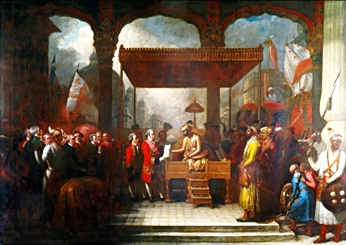 https://upload.wikimedia.org/wikipedia/commons/9/9a/Shah_%27Alam_conveying_the_grant_of_the_Diwani_to_Lord_Clive.jpg