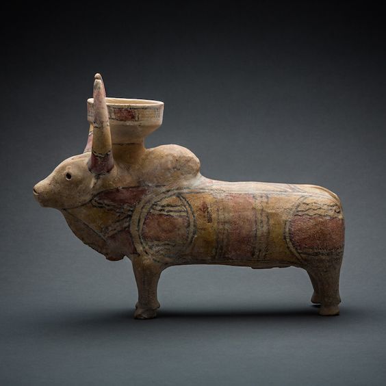 Indus Valley Slip-Painted Terracotta Sculpture of a Zebu Bull