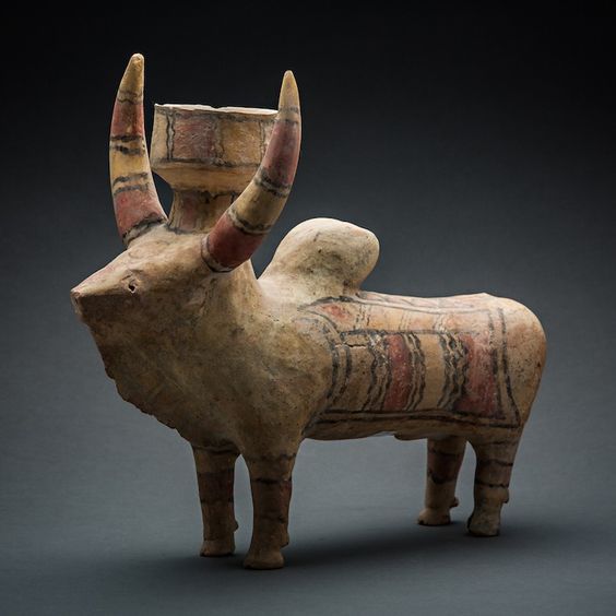 Indus Valley Slip-Painted Terracotta Sculpture of a Zebu Bull - LO.590 Origin: Pakistan/Western India Circa: 2800 BC to 2600 BC Dimensions: 12" (30.5cm) high x 12.25" (31.1cm) wide Collection: Indus Valley Medium: Terracotta Â£65,000.00 Location: Great Britain