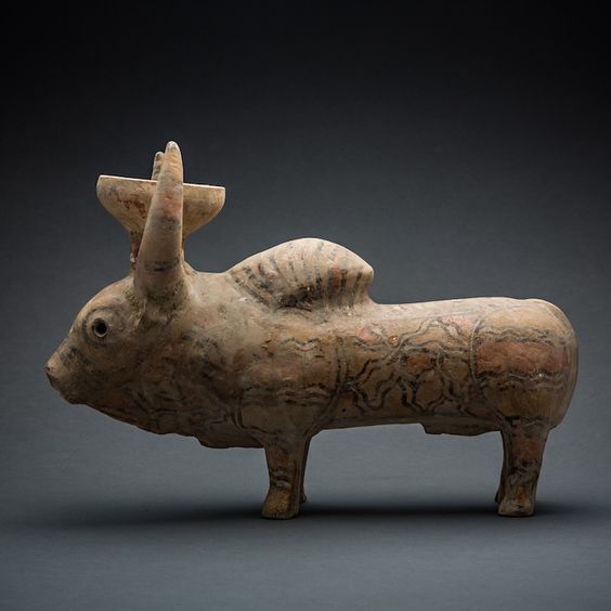 Indus-Valley Slip-Painted Terracotta Sculpture of a Bull - SF.169 Origin: Central Asia Circa: 2800 BC to 2600 BC Dimensions: 9.50" (24.1cm) high x 13.50" (34.3cm) wide Collection: Asian Art Medium: Terracotta Â£36,000.00 Location: Great Britain