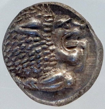 MILETOS IONIA Authentic Ancient Silver Archaic 525BC Greek Coin LION NGC i82620