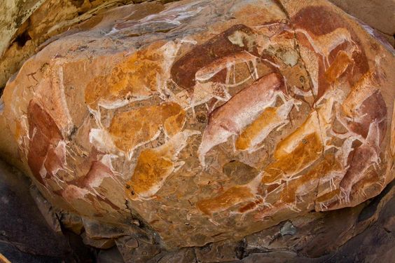 One of the most impressive rock art sites in Africa, Elands Cave near Cathedral Peak in uKhahlamba-Drakensberg, KwaZulu Natal, South Africa....