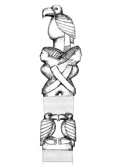 Tentative reconstruction of the 'totem pole' from NevalÄ± Ãori (drawing Klaus Schmidt).Â 