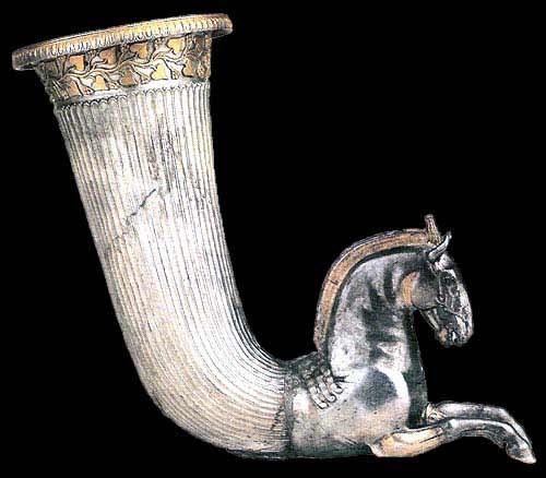 Thracian silver horse rhyton from Borovo, Ruse, belonged to the Odrysian king Cotis I. 385-359 BC.