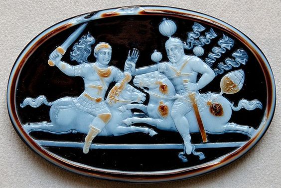 Cameo depicting the Sasanian king of kings, Shapur I, capturing the Roman emperor Valerian, 256 CE