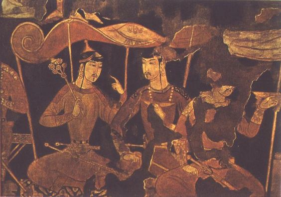 Dehkans Sitting at a Libation, Piandjikent - ANCIENT ARTS OF CENTRAL ASIA by Tamara Talbot Rice