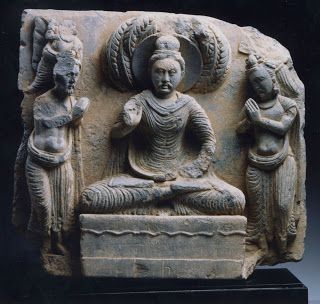 Indra and Brahma Entreat theBuddha to Preach Gandhara Archives Kurita