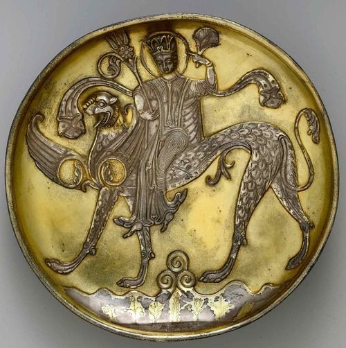 Silver Plate depicting a Female Figure Riding a Fantastic Winged Beast, probably 8th century, Iran, Collection of The Metropolitan Museum of Art Visit MUSEUMVIEWS Please joinÂ Iranica Pictura on Facebook, Pinterest & Tumblr