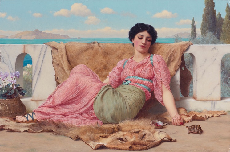 G:\draw\classic\1890 John William Godward\1906 The_quiet_pet,_by_John_William_Godward.jpg